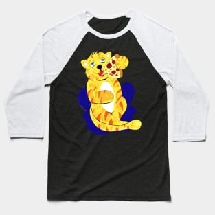 Cat Eating Pizza, Cute Cat Eating A Pizza Baseball T-Shirt